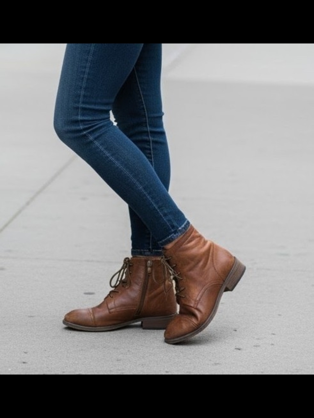 Comfortiva "Cordia" Brown Leather Lace-Up Side-Zip Ankle Booties